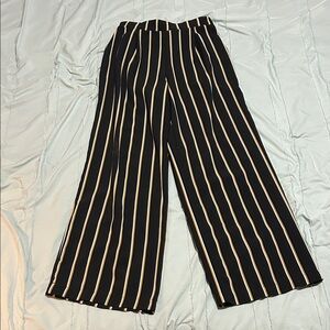 Striped Black and Cream Women's Flowy Pants